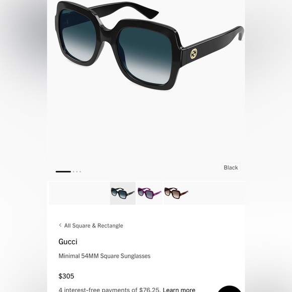 Gucci Accessories - Gucci Black Gradient Square Sunglasses